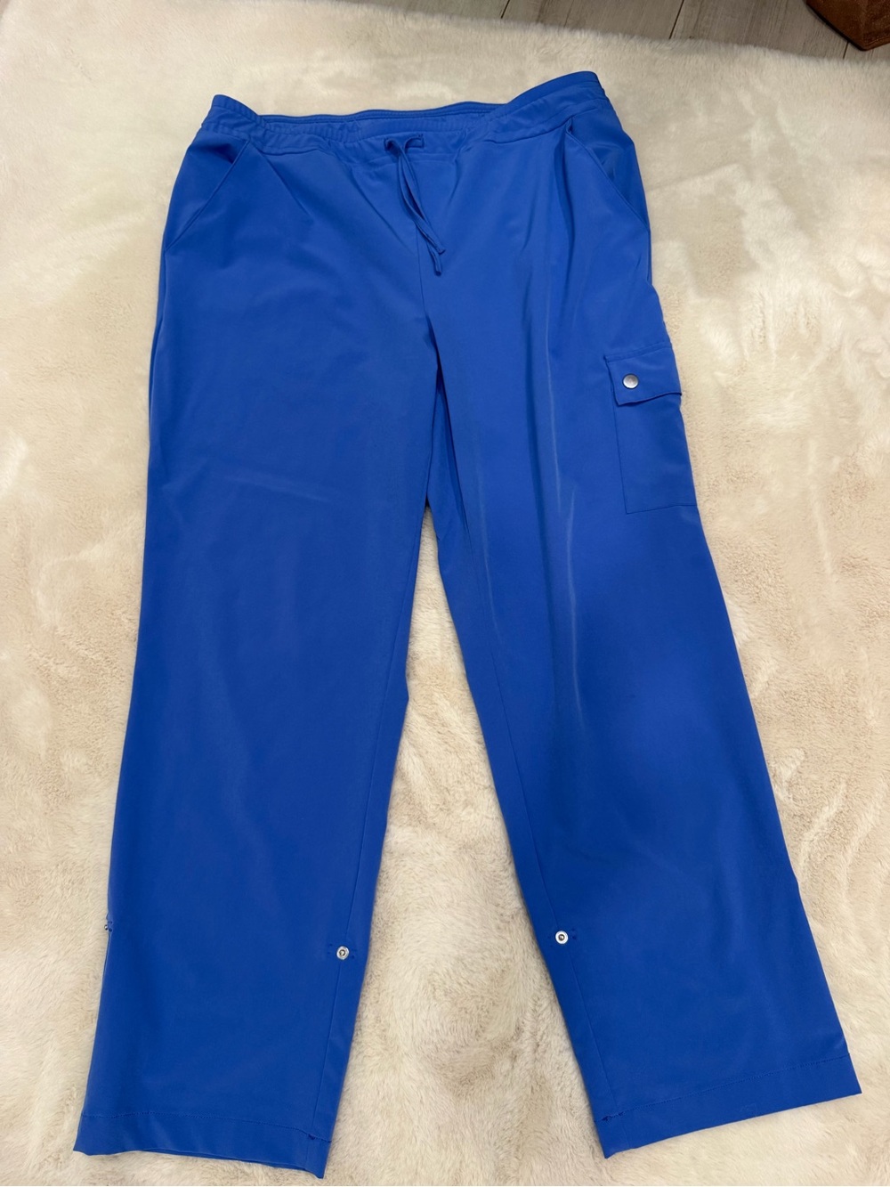 Chico's Women's Straight-Leg Cargo Pants in Royal Blue